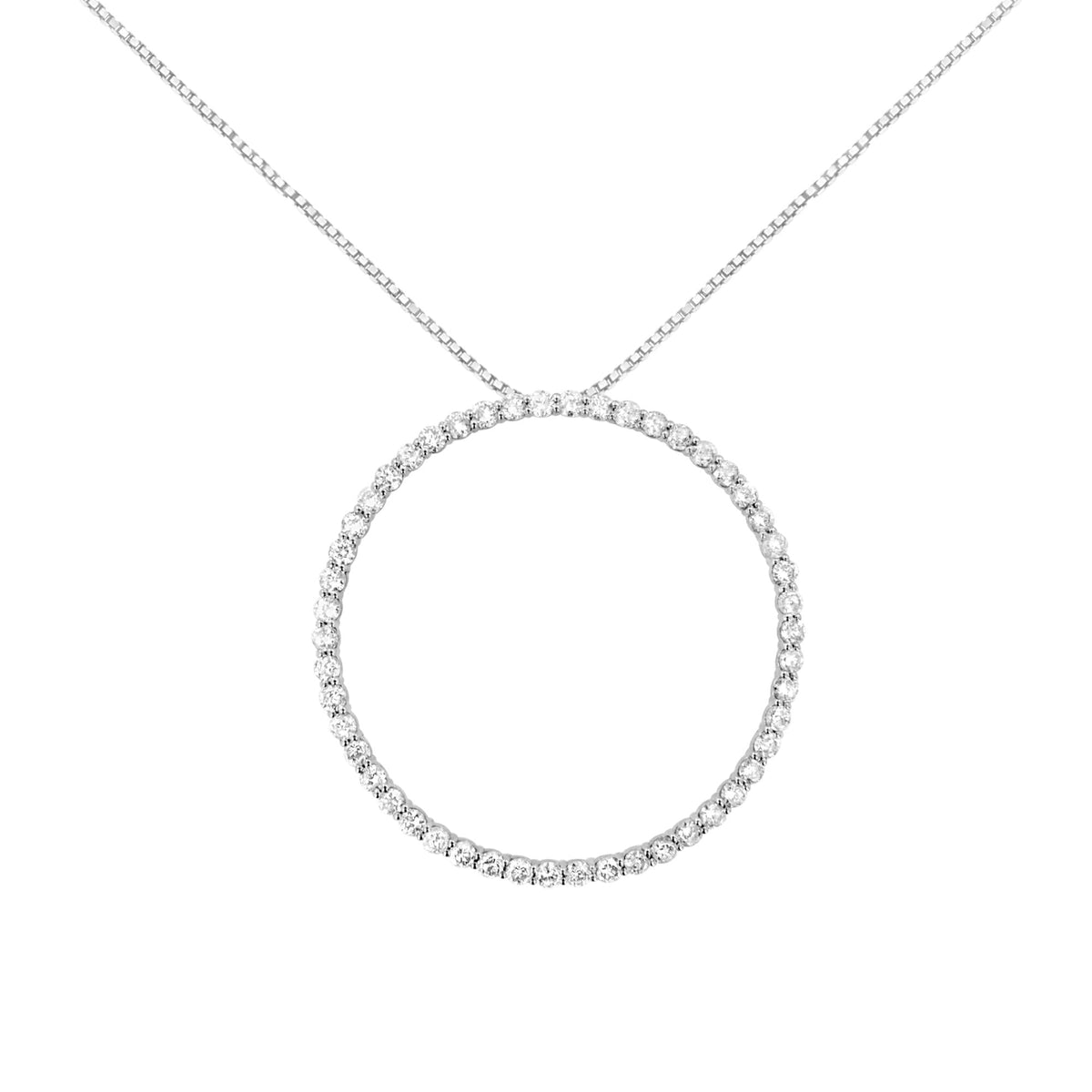 .925 Sterling Silver 4 cttw Prong Set, Round-Cut Diamond Open Circle Hoop 18' Pendant Necklace (J-K Color, I1-I2 Clarity)