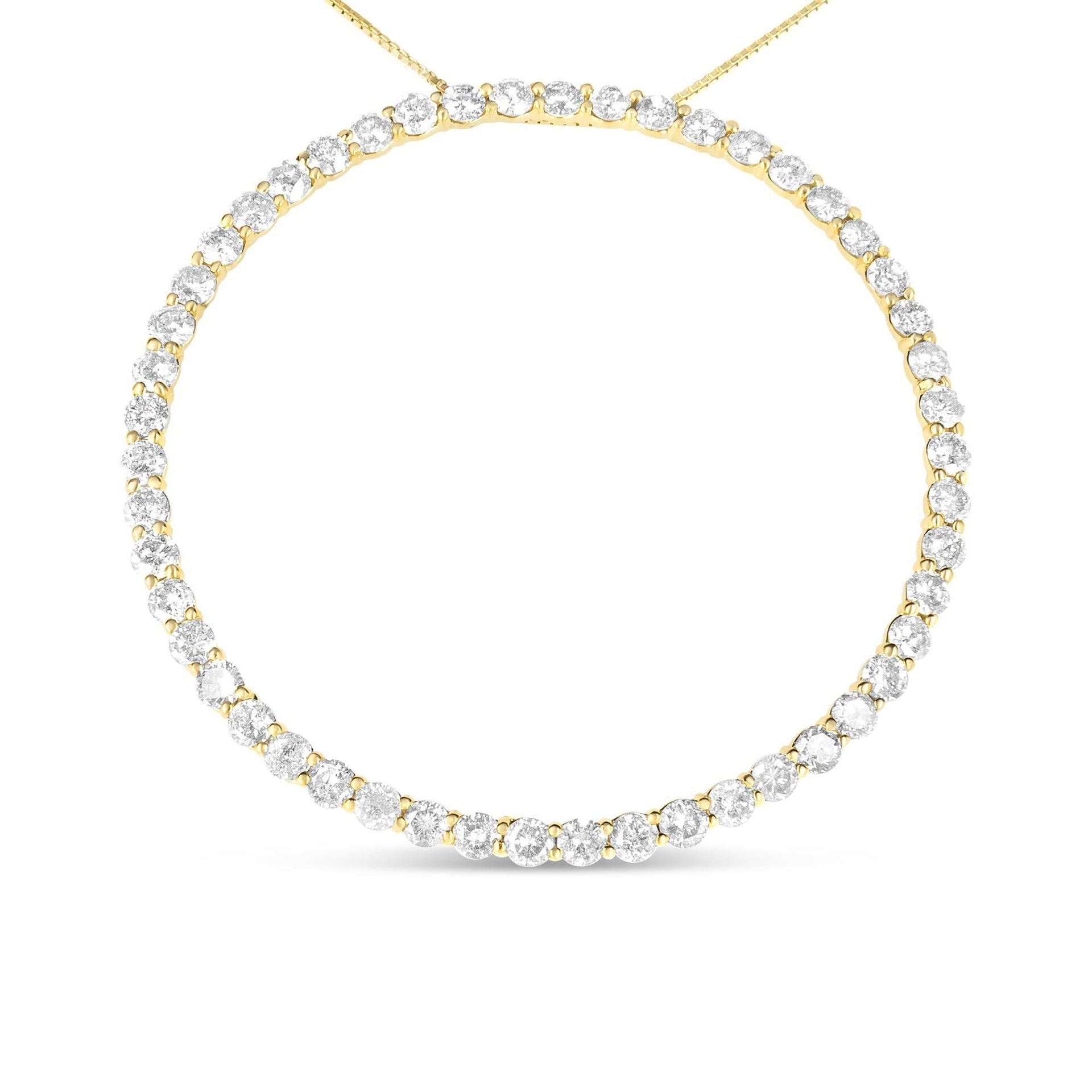 10K Yellow Gold Plated .925 Sterling Silver 4 Cttw Diamond Circle Hoop 18' Pendant Necklace (J-K Color, I1-I2 Clarity)