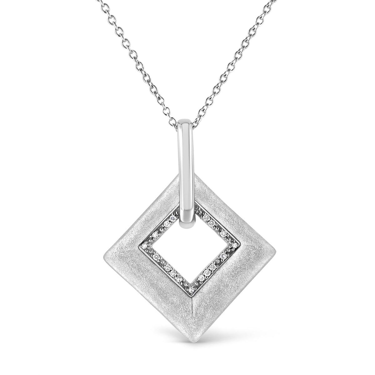 .925 Sterling Silver Pave-Set Diamond Accent Kite Shape 18' Pendant Necklace (I-J Color, I1-I2 Clarity)