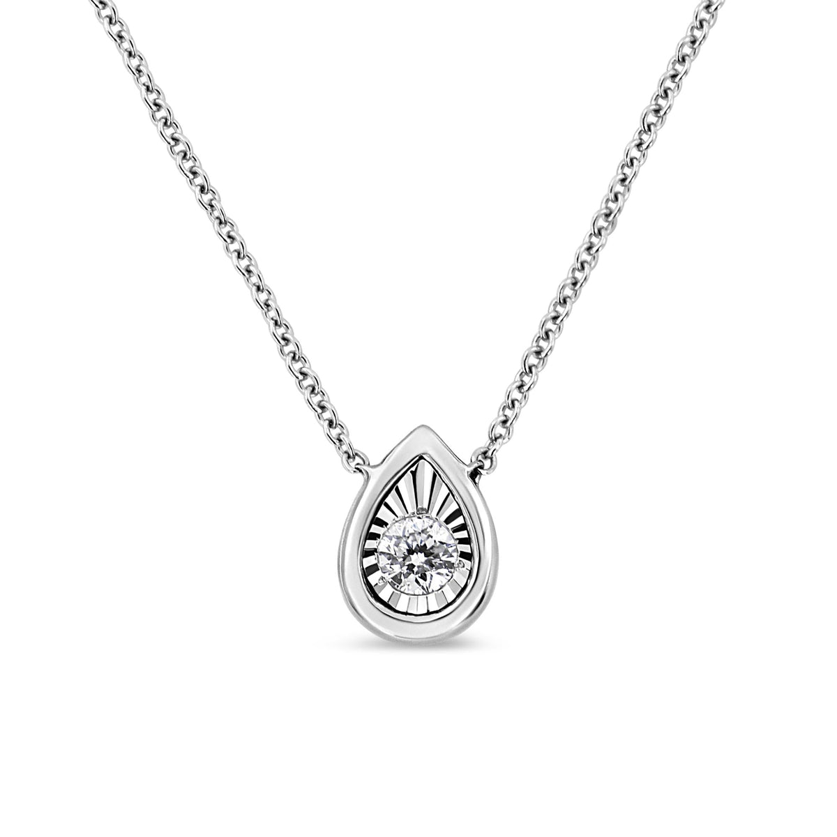 10K White Gold 1/10 Cttw Miracle Set Round-Cut Diamond 18' Pendant Necklace - Choice of Shape