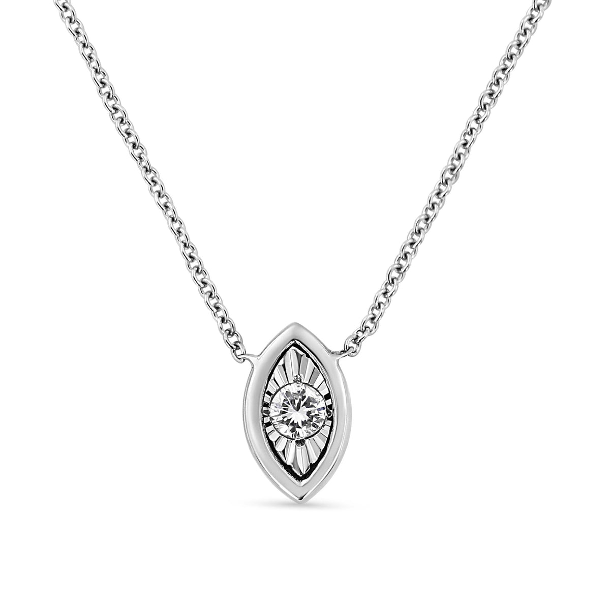 10K White Gold 1/10 Cttw Miracle Set Round-Cut Diamond 18' Pendant Necklace - Choice of Shape