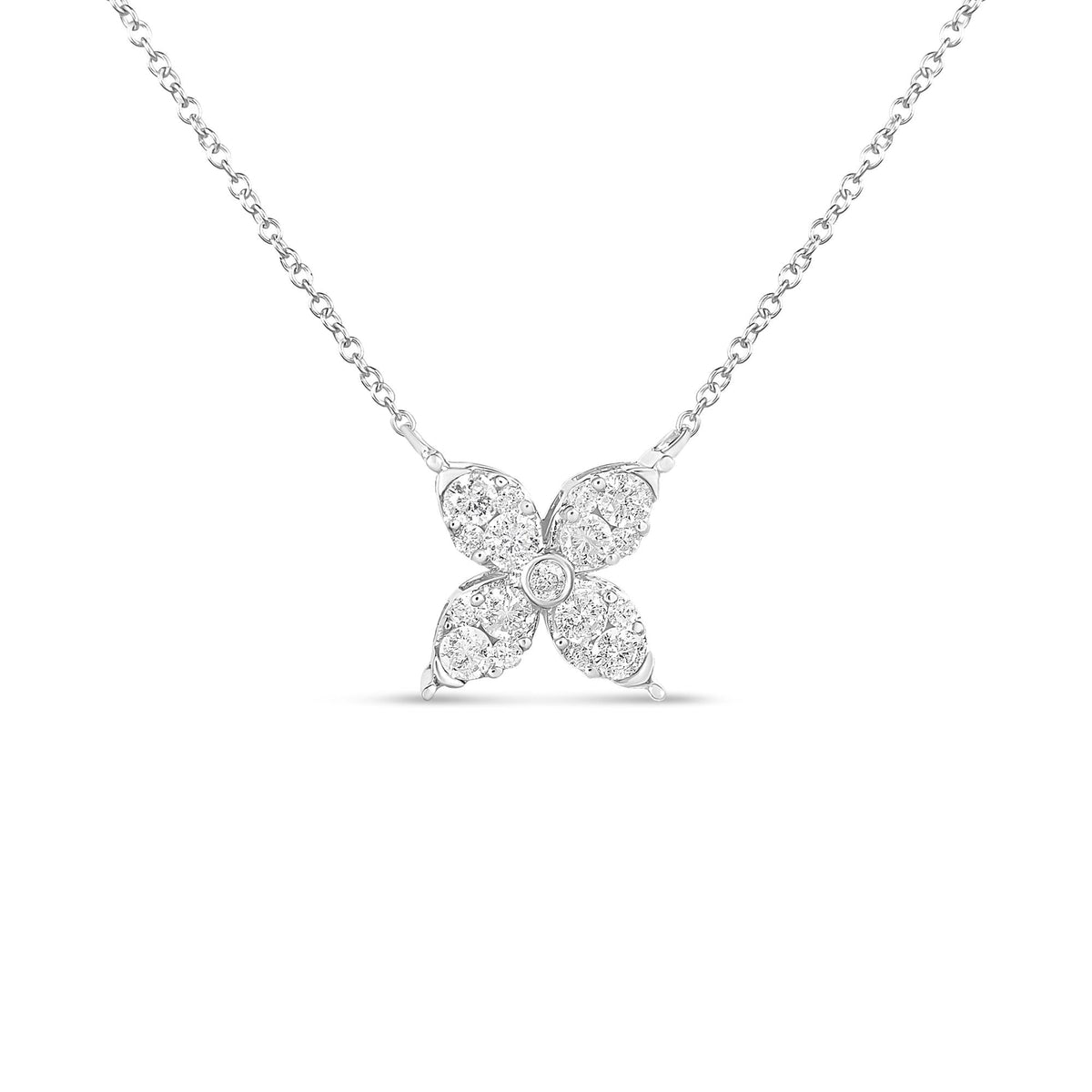 10K White Gold 1/2 Cttw Brilliant Round Diamond Marquise Shaped 4 Leaf Clover Adjustable 16-18' Inch Pendant Necklace (I-J Color, I1-I2 Clarity)