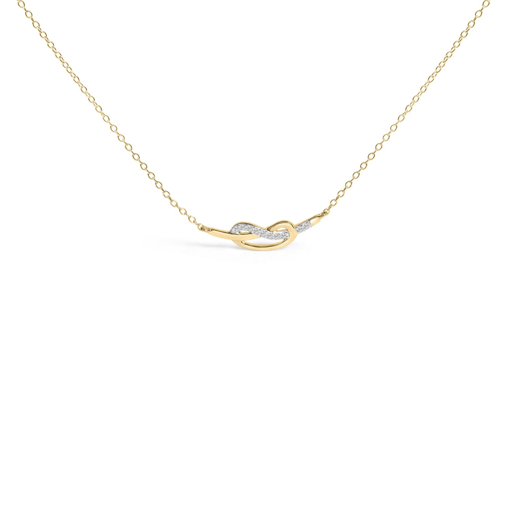 14K Yellow Gold Plated .925 Sterling Silver Diamond Accent Infinity Ribbon Pendant Necklace (I-J Color, I1-I2 Clarity) - '18 Inch