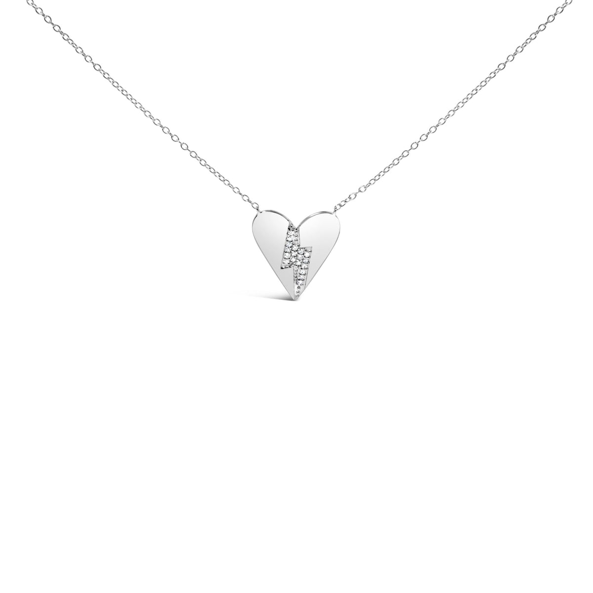 .925 Sterling Silver Diamond Broken Heart Pendant Necklace (H-I Color, I1-I2 Clarity) - 18' Inches