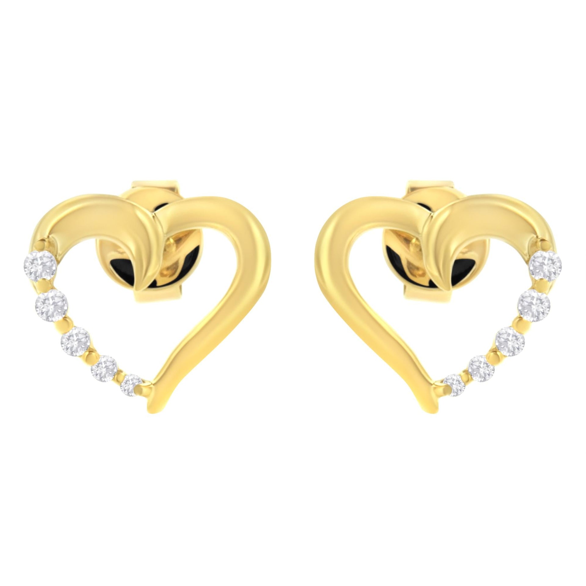 14KT Yellow Gold 1/8 cttw Diamond Journey Heart Earrings (K-L, I1-I2)