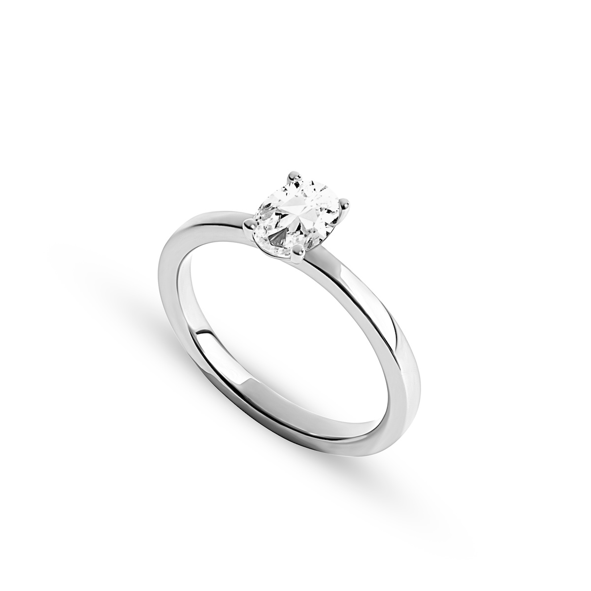 Oval Cut Solitaire Ring 1ct (Silver)