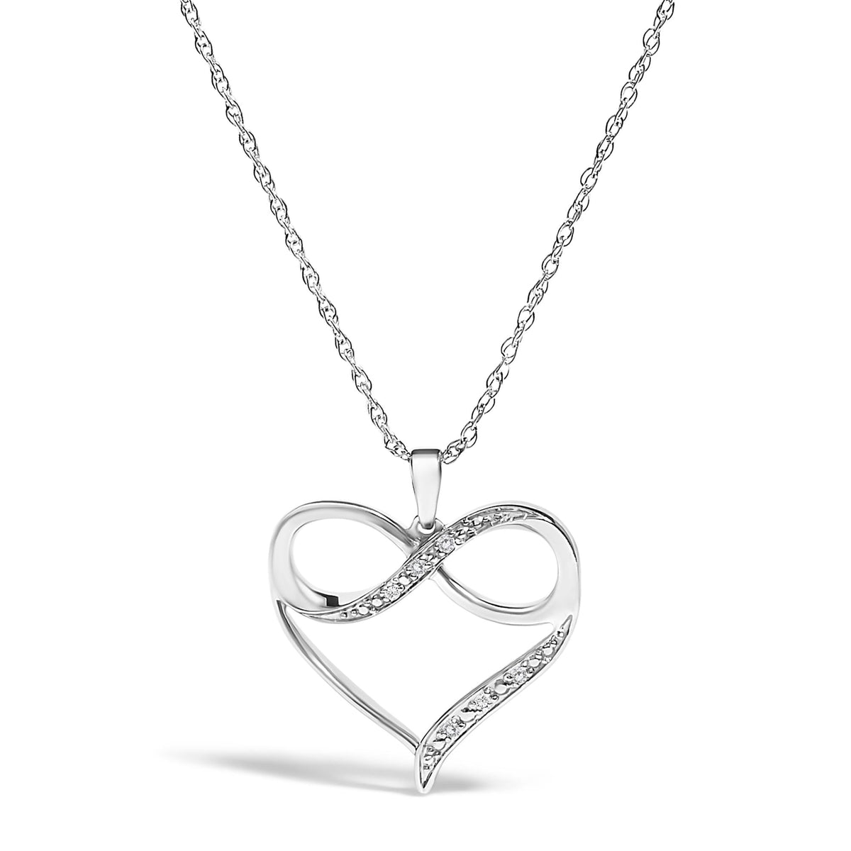 .925 Sterling Silver Diamond Accent Infinity Heart Love Pendant Necklace (J-K Color, I2-I3 Clarity) - 18' Inches