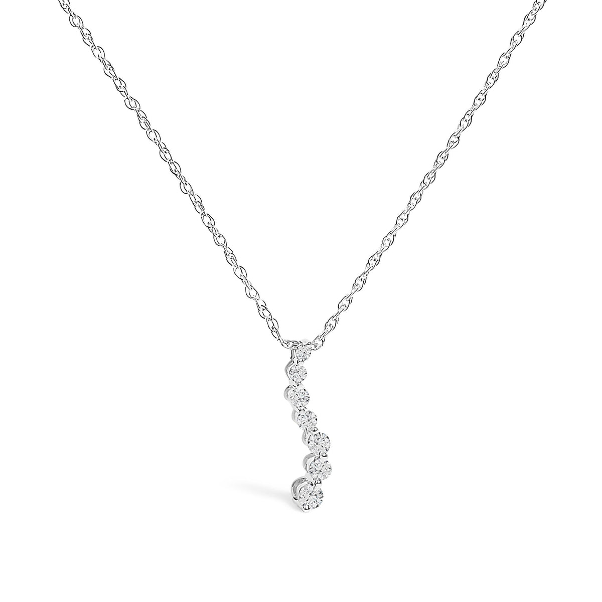 .925 Sterling Silver 1/4 Cttw Lab Grown Diamond Journey Pendant Necklace - 18' Inches