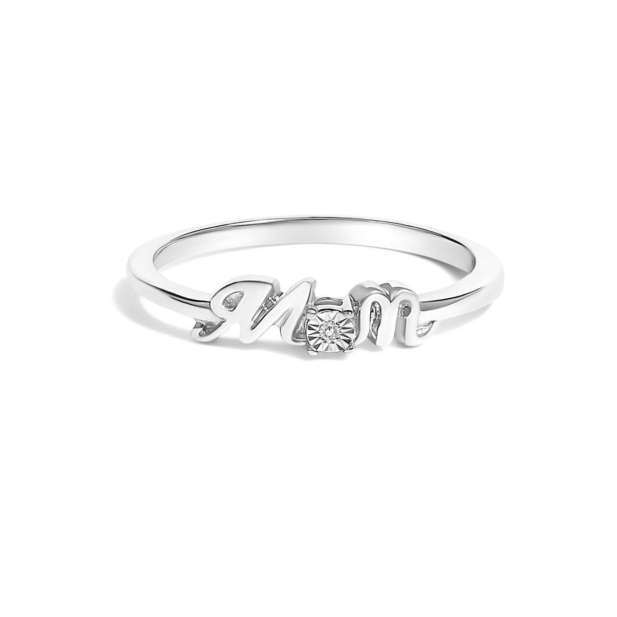 .925 Sterling Silver Diamond Accent 'MOM'  Ring (J-K Color, I2-I3 Clarity)