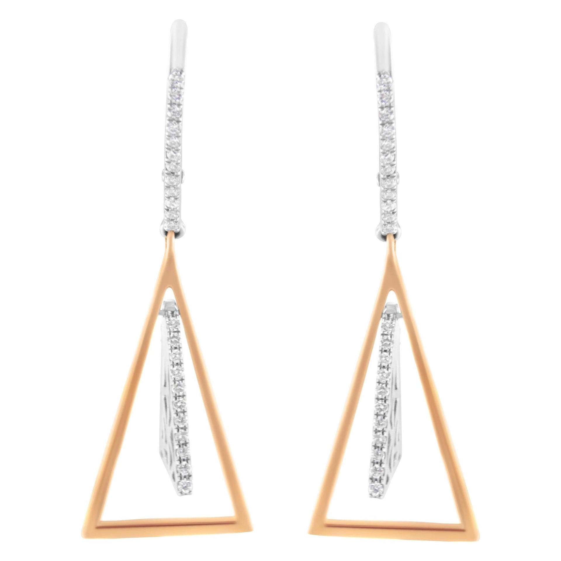 14K Rose and White Gold 3/8 Cttw Diamond Windchime Drop and Dangle Earring (G-H Color, SI1-SI2 Clarity)