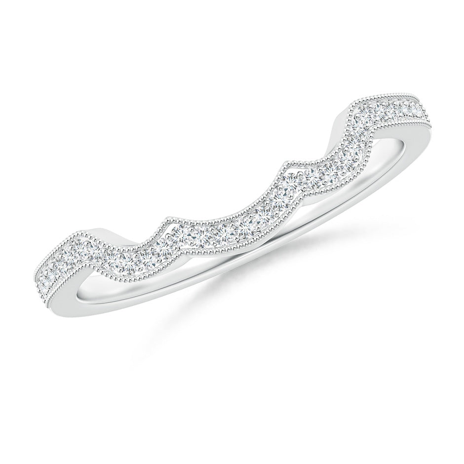 Aeon Vintage Inspired Diamond Contoured Wedding Ring with Milgrain