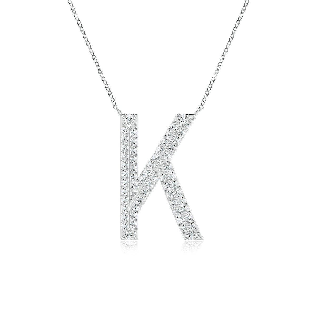 1.2 MM Prong-Set Diamond Capital "U" Initial Pendant in 18K White Gold