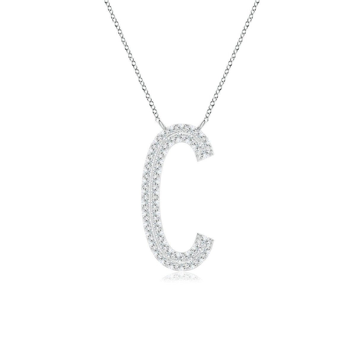 0.37 CTW Modern Deco Lab-Grown Diamond Capital "W" Initial Pendant in Platinum