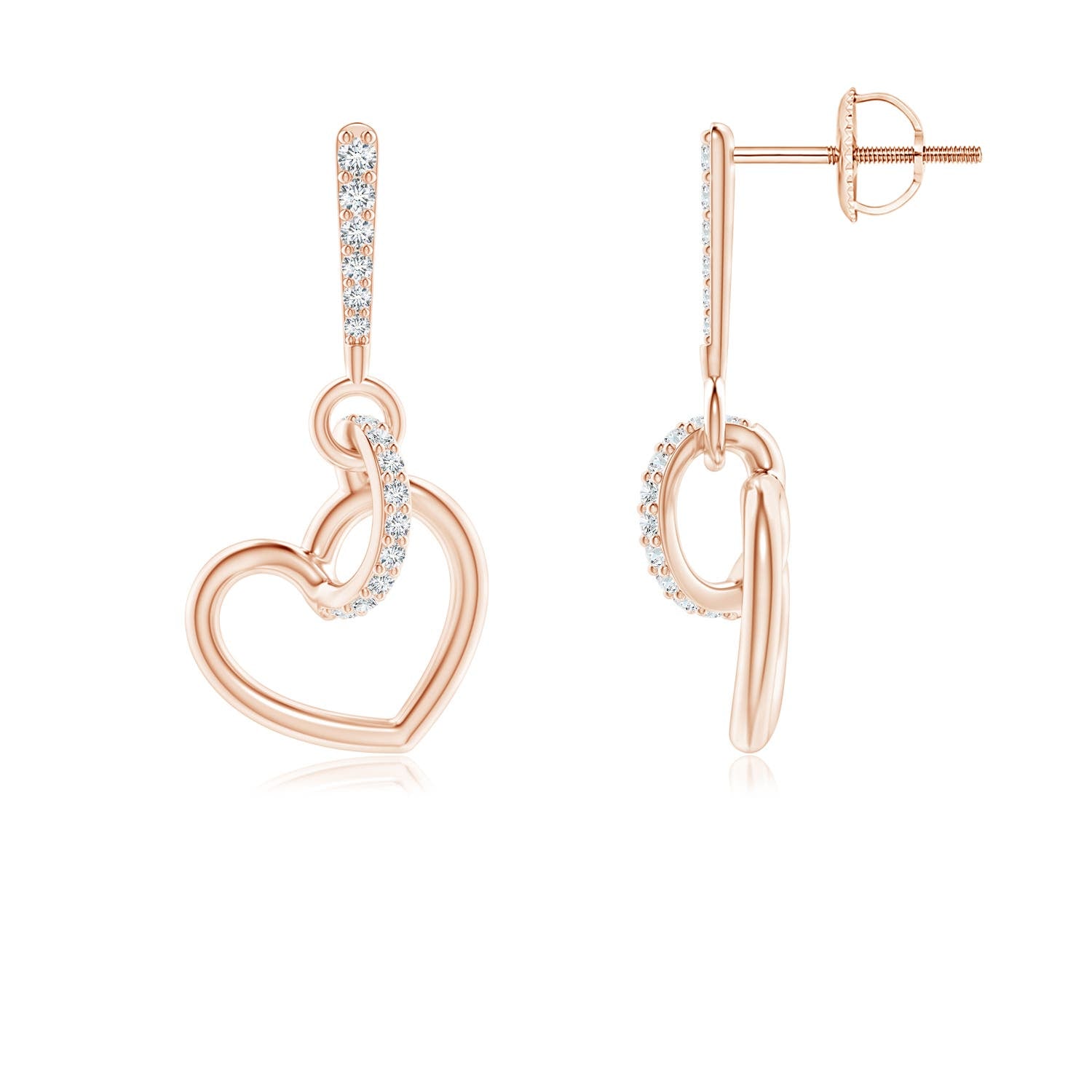 0.25 CTW Lab-Grown Prong-Set Diamond Rhombus Drop Earrings in 18K Rose Gold