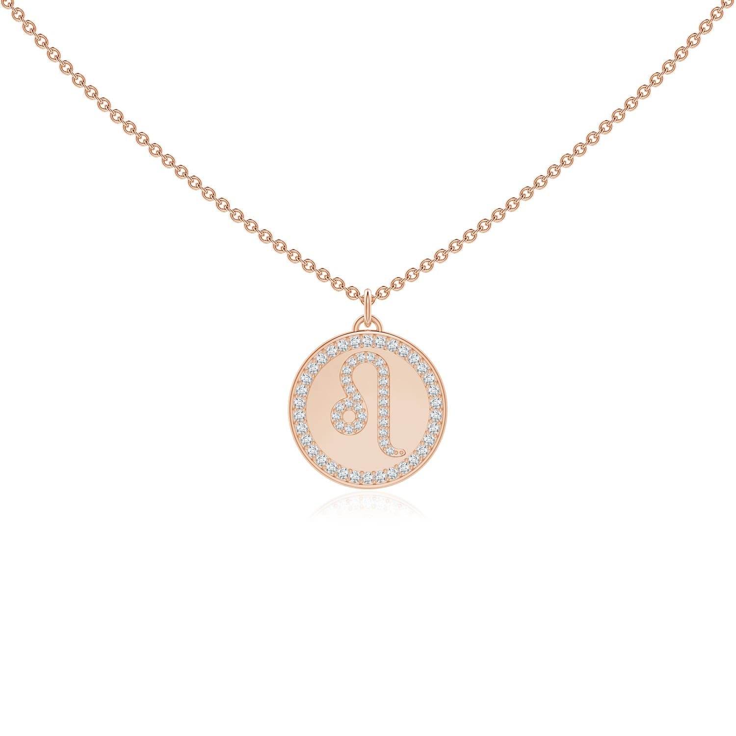 0.28 CTW Diamond Leo Zodiac Sign Reversible Medallion Pendant in 14K Rose Gold