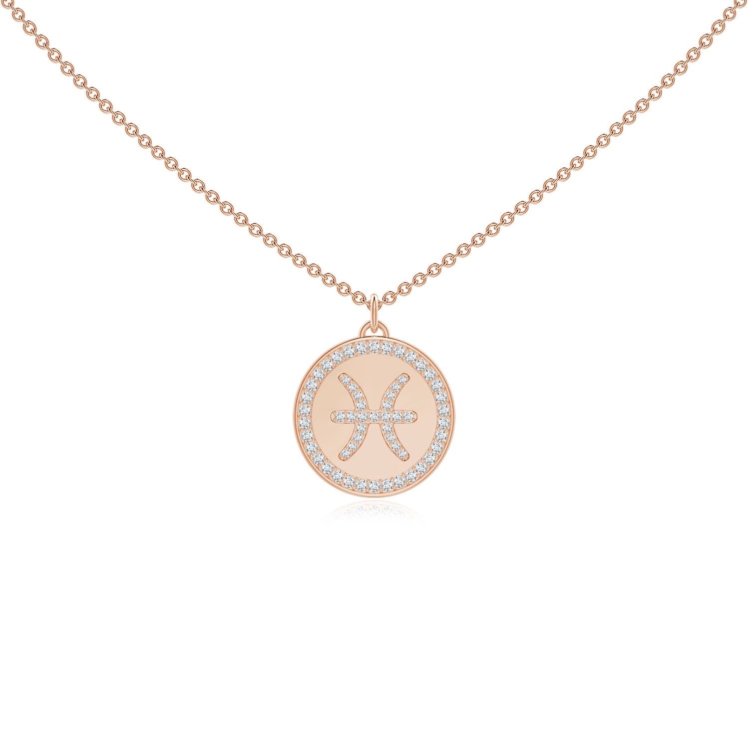 0.28 CTW Diamond Pisces Zodiac Sign Reversible Medallion Pendant in 14K Rose Gold