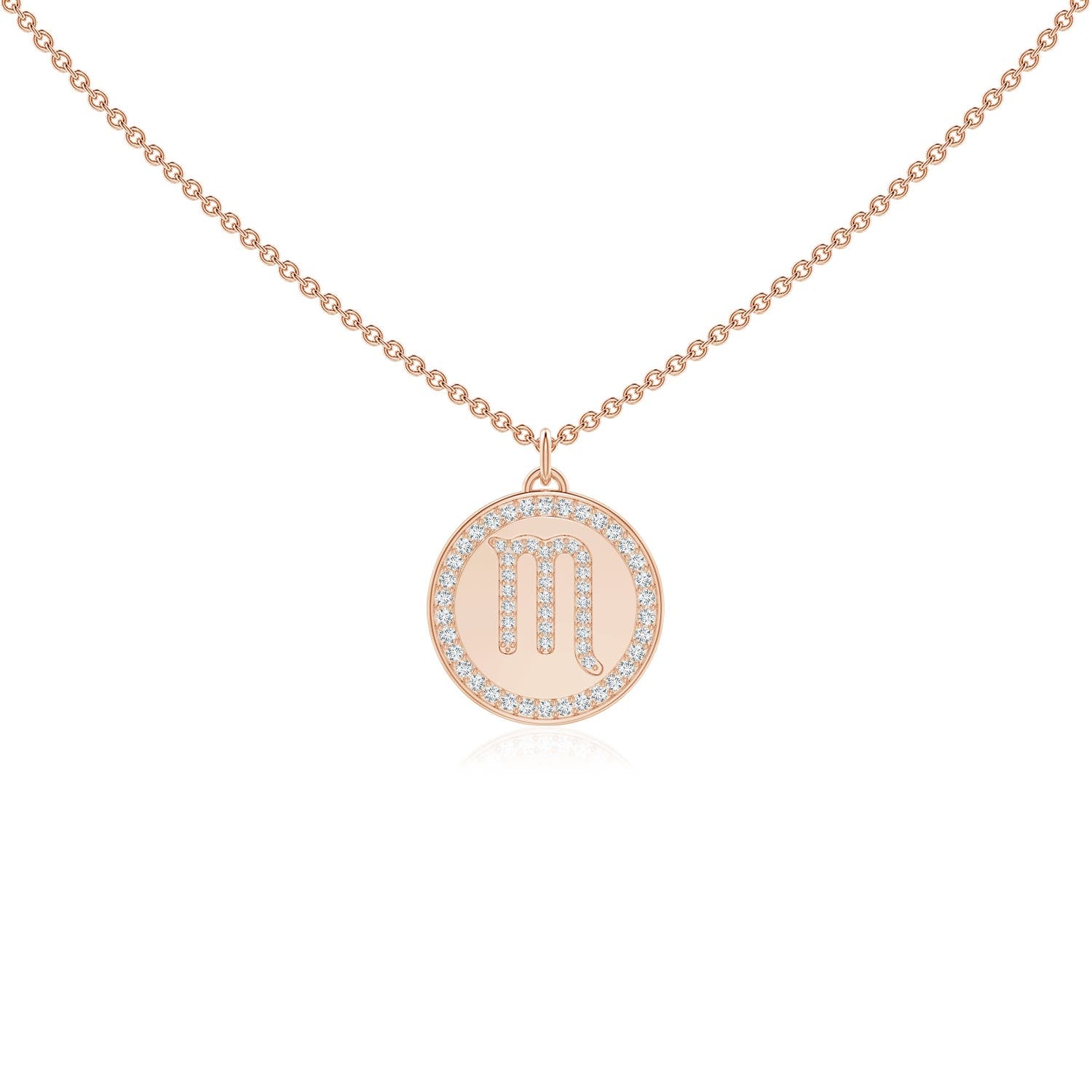 0.28 CTW Diamond Scorpio Zodiac Sign Reversible Medallion Pendant in 14K Rose Gold