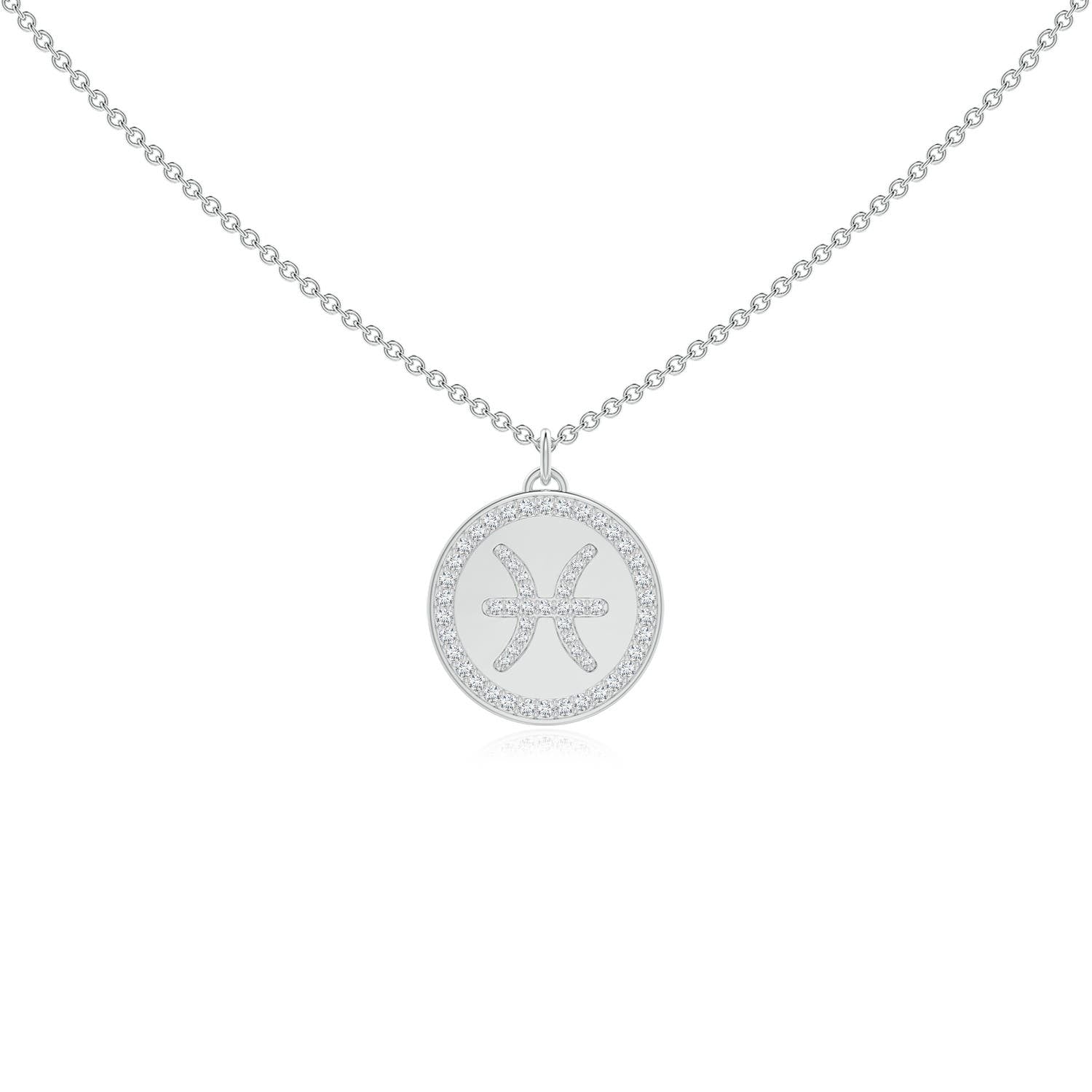 0.28 CTW Diamond Pisces Zodiac Sign Reversible Medallion Pendant in 14K White Gold