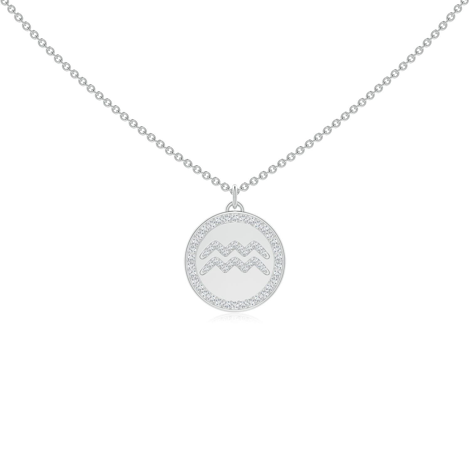 0.28 CTW Diamond Aquarius Zodiac Sign Reversible Medallion Pendant in 14K White Gold
