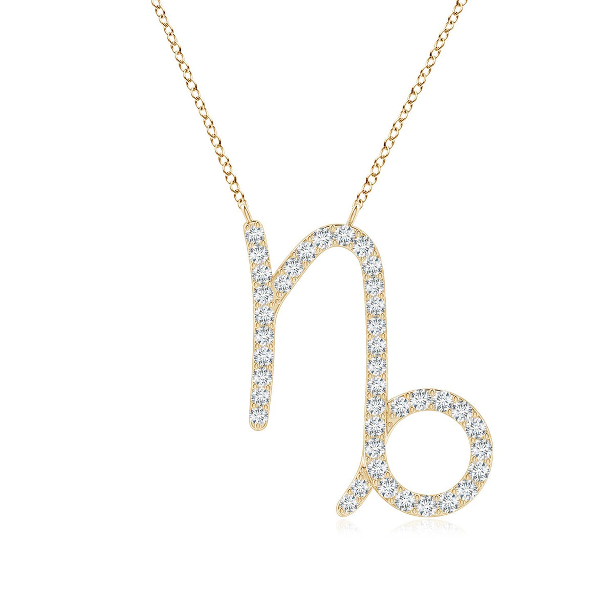 1.05 MM Lab-Grown Diamond Capricorn Zodiac Sign Pendant in 14K Yellow Gold