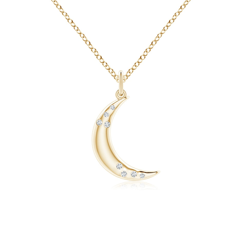 Flush-Set Scattered Diamond Crescent Moon Pendant