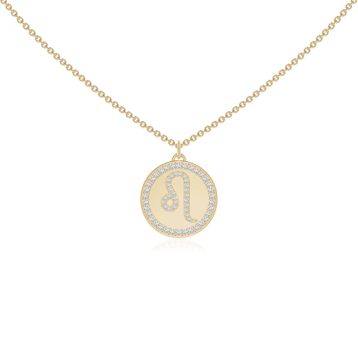 0.28 CTW Lab-Grown Diamond Leo Zodiac Sign Reversible Medallion Pendant in 18K Yellow Gold