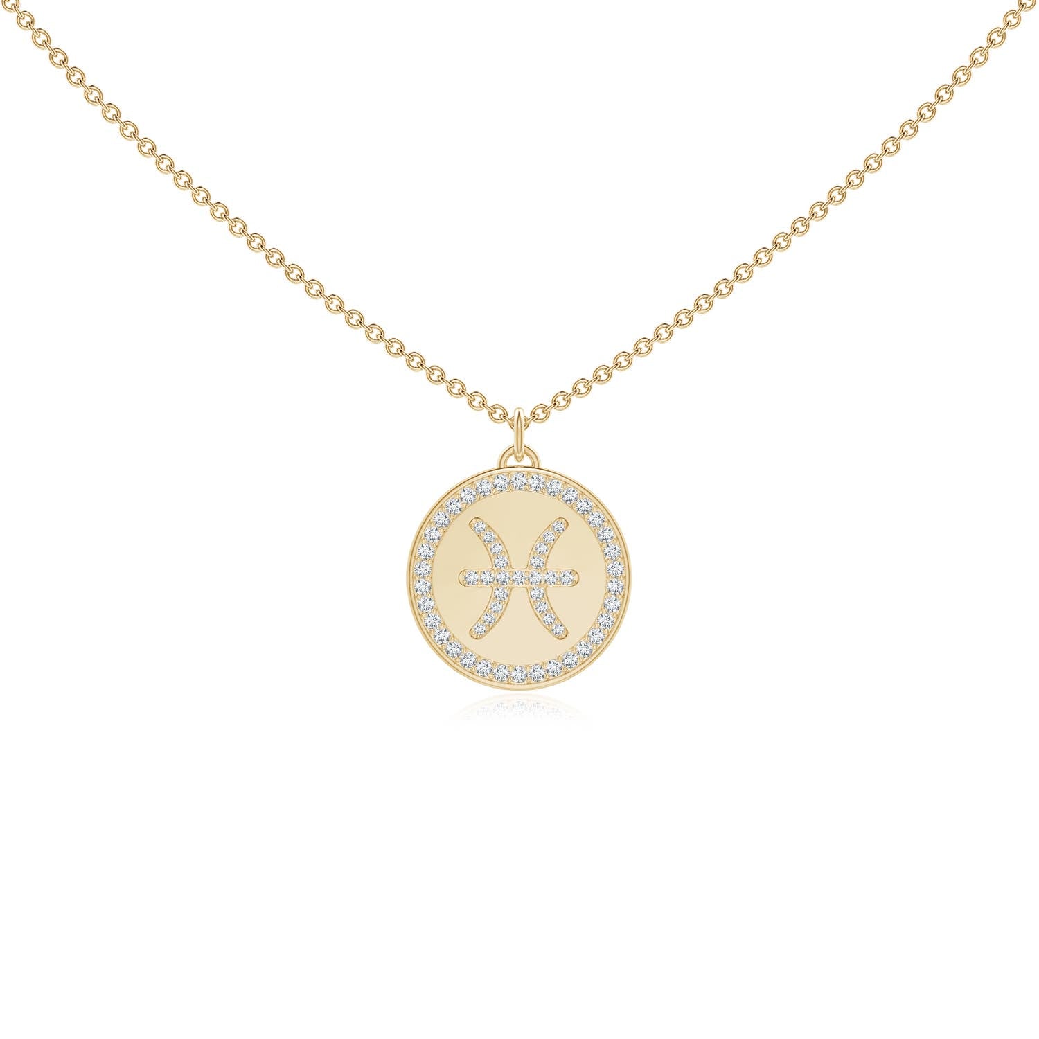 0.28 CTW Diamond Pisces Zodiac Sign Reversible Medallion Pendant in 14K Yellow Gold