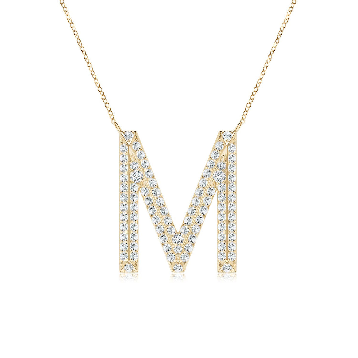 1.25 MM Prong-Set Lab-Grown Diamond Capital "R" Initial Pendant in 14K Yellow Gold