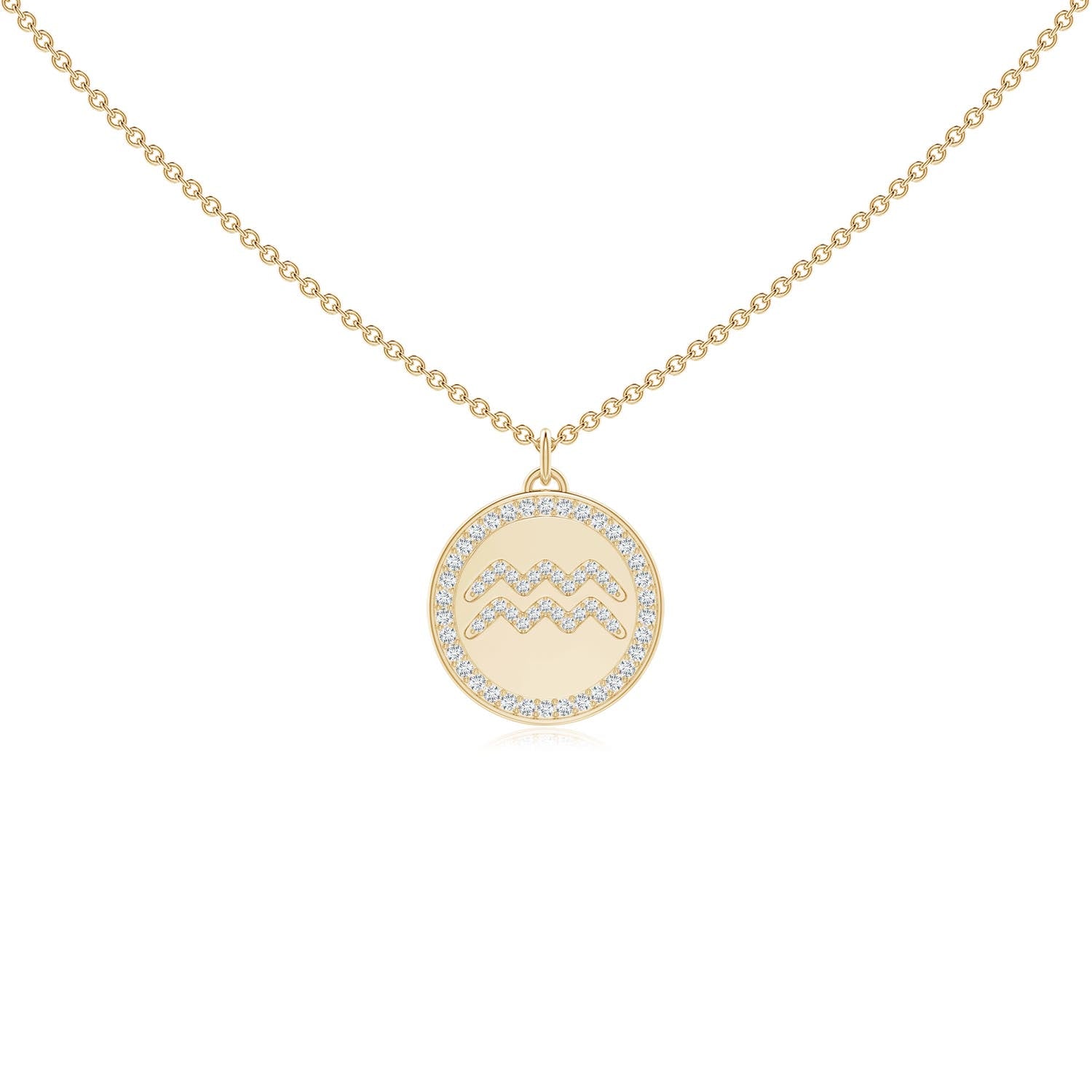 0.28 CTW Lab-Grown Diamond Aquarius Zodiac Sign Reversible Medallion Pendant in 14K Yellow Gold