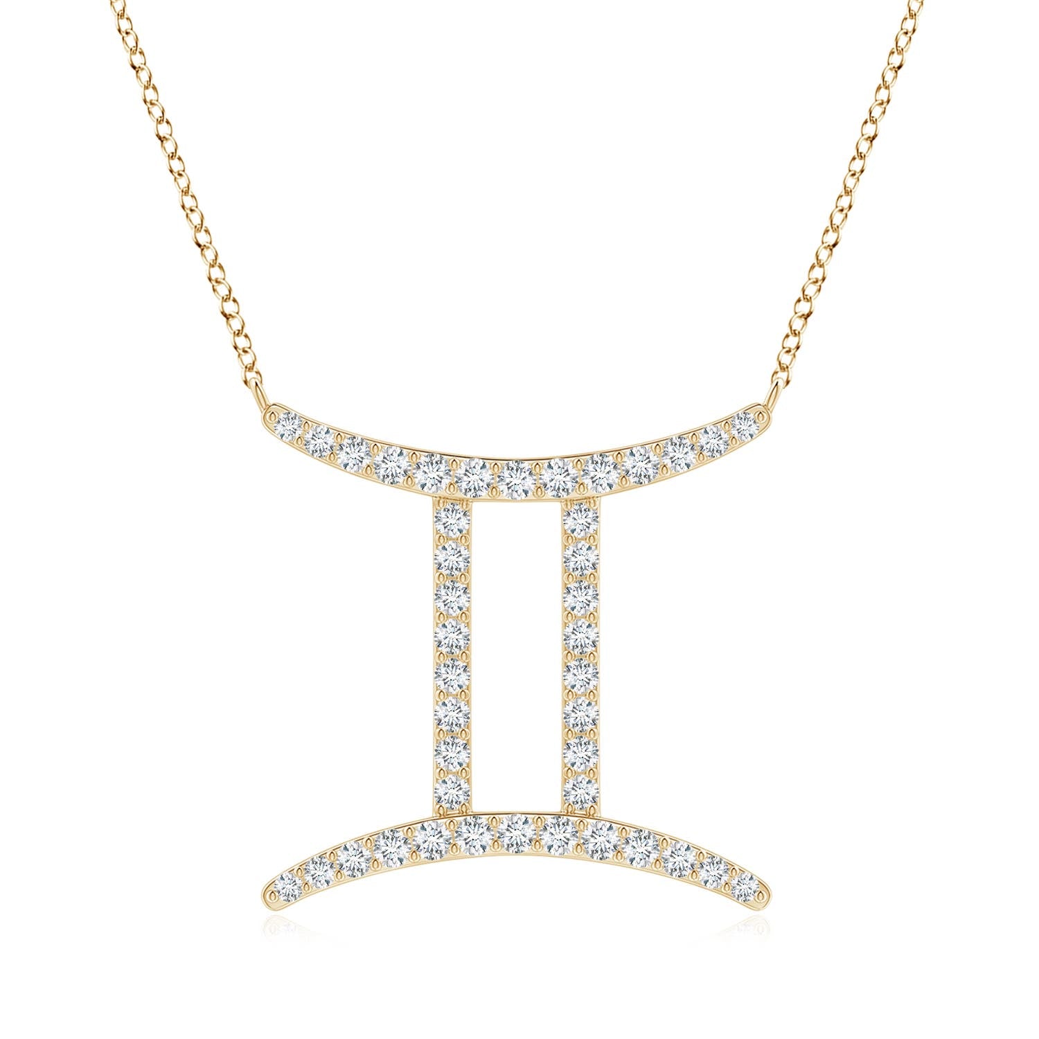 1.05 MM Lab-Grown Diamond Gemini Zodiac Sign Pendant in 14K Yellow Gold