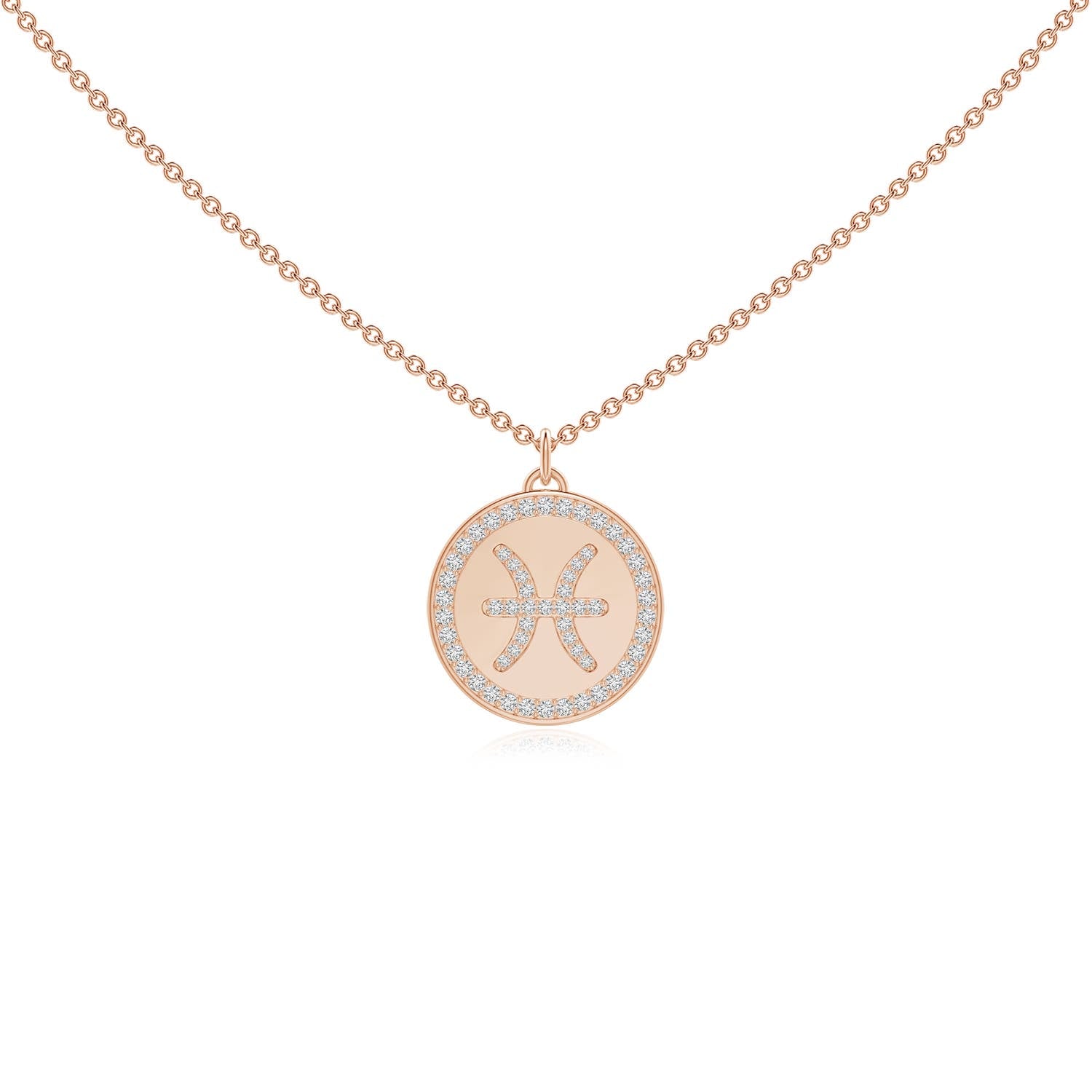 0.28 CTW Diamond Pisces Zodiac Sign Reversible Medallion Pendant in 14K Rose Gold