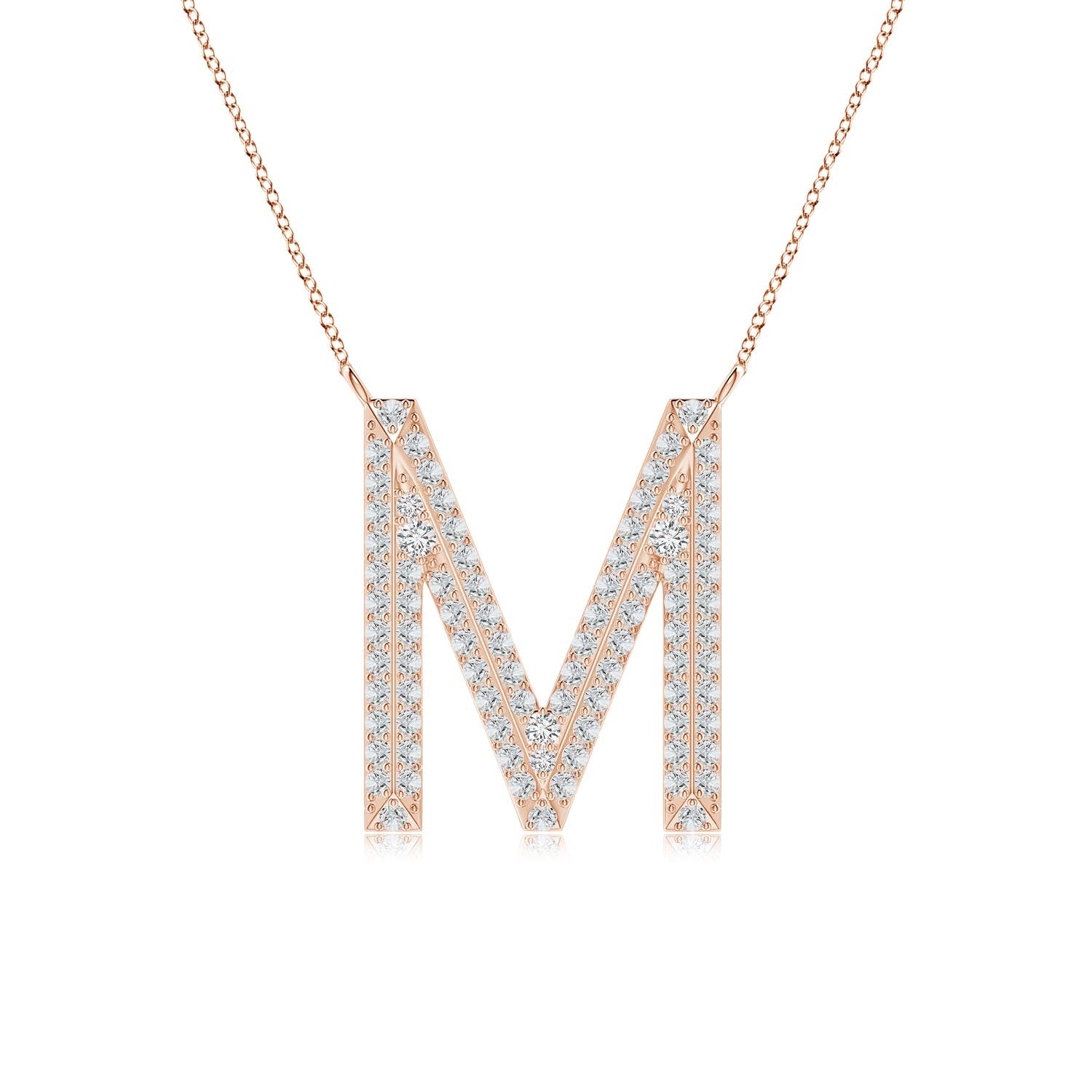 2 MM Bezel-Set Diamond Lowercase "J" Initial Pendant in 18K Rose Gold