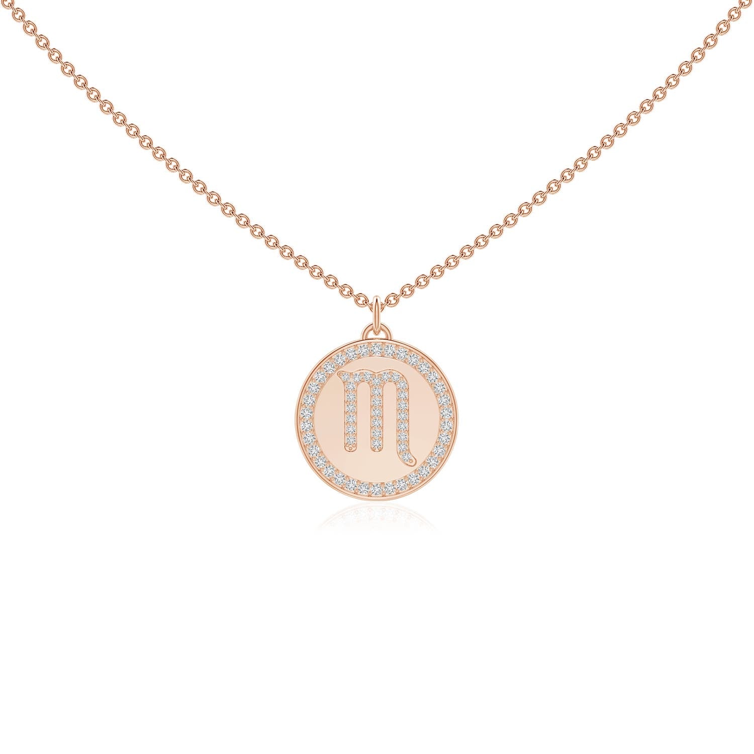 0.28 CTW Diamond Scorpio Zodiac Sign Reversible Medallion Pendant in 14K Rose Gold