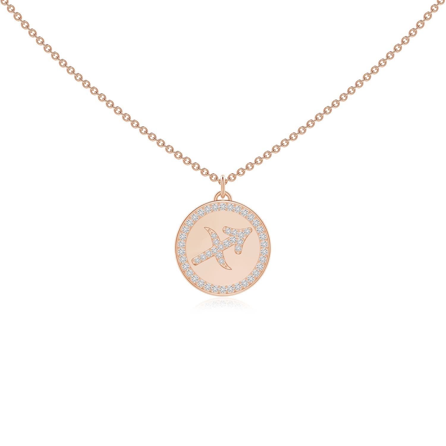0.27 CTW Diamond Sagittarius Zodiac Sign Reversible Medallion Pendant in 14K Rose Gold