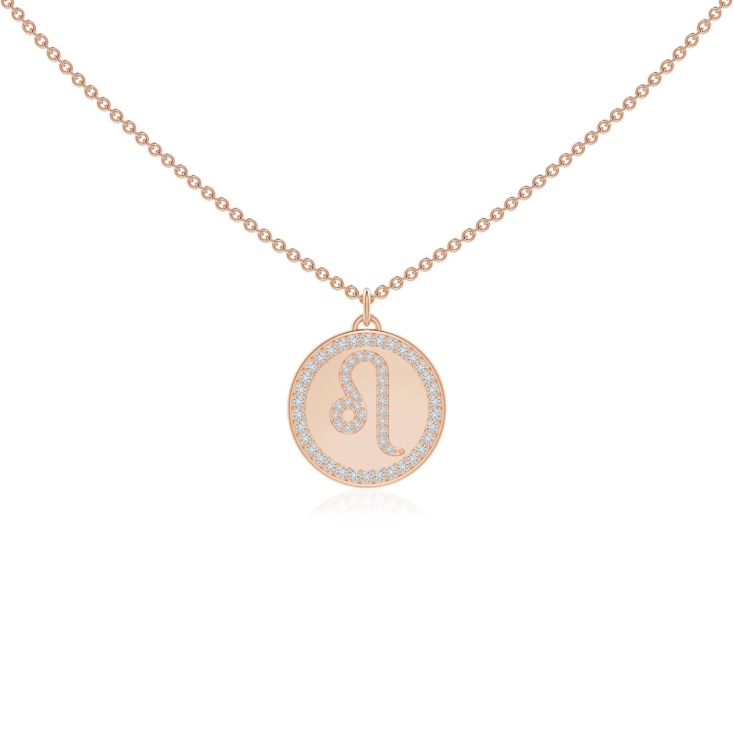 0.28 CTW Diamond Leo Zodiac Sign Reversible Medallion Pendant in 14K Rose Gold