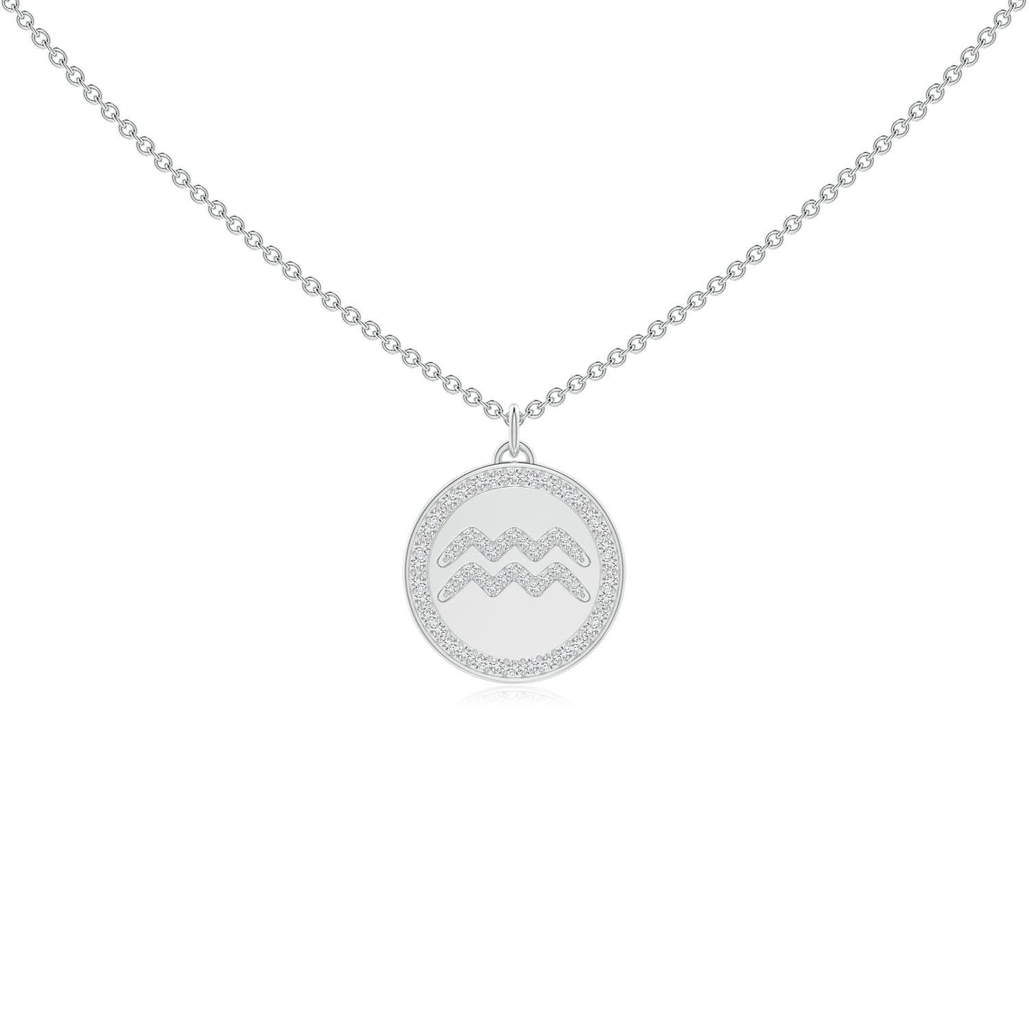0.28 CTW Diamond Aquarius Zodiac Sign Reversible Medallion Pendant in 14K White Gold