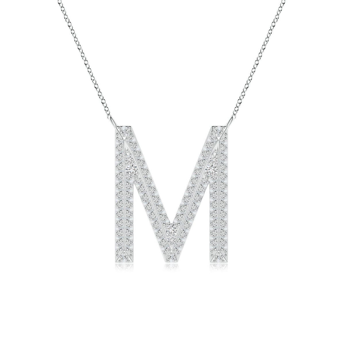 0.35 CTW Modern Deco Diamond Capital "M" Initial Pendant in 14K White Gold