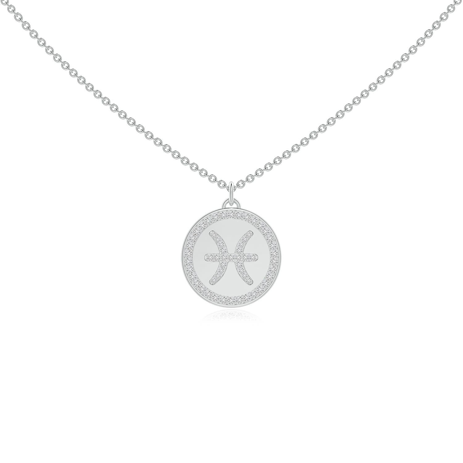 0.28 CTW Diamond Pisces Zodiac Sign Reversible Medallion Pendant in 14K White Gold