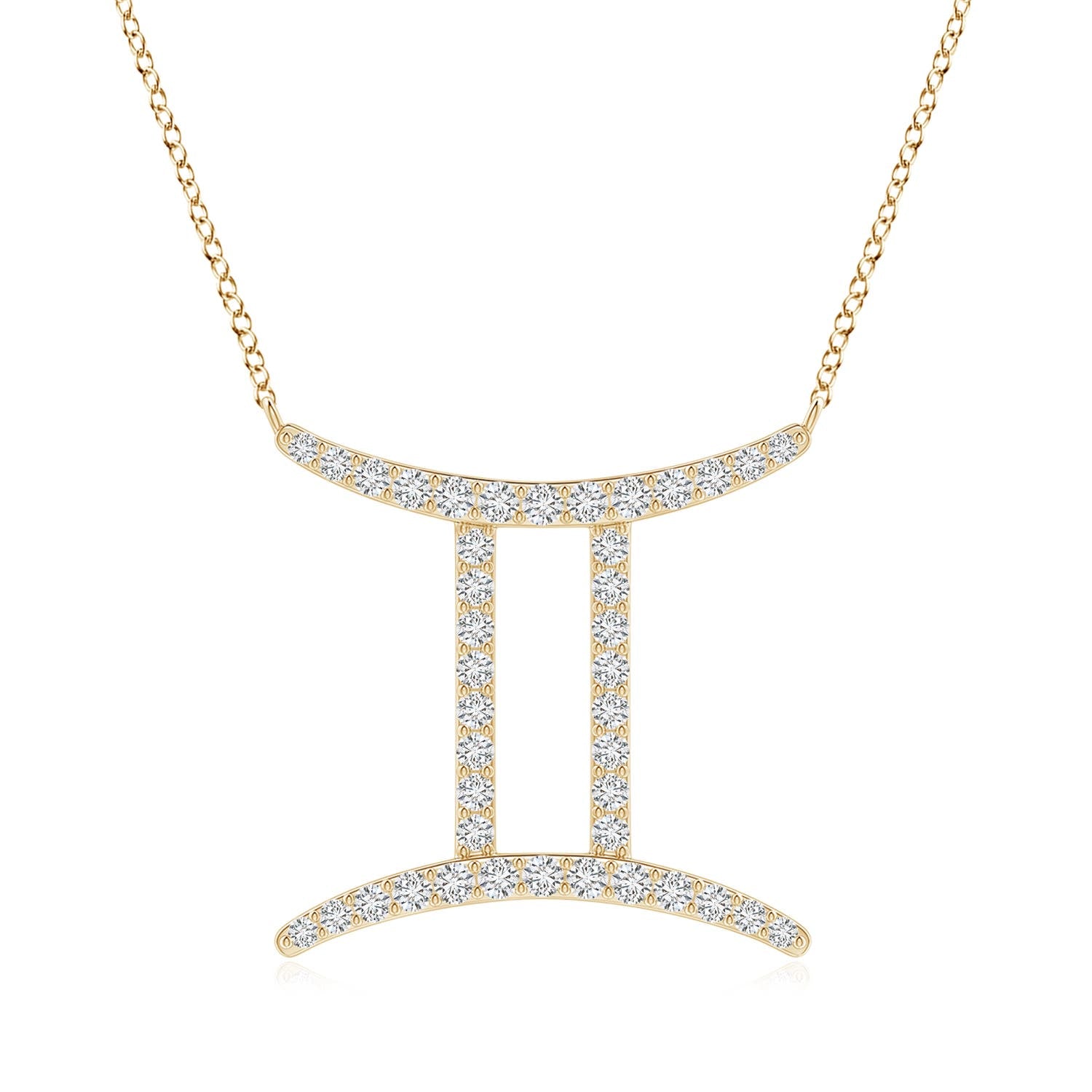 1.05 MM Diamond Gemini Zodiac Sign Pendant in 18K Yellow Gold