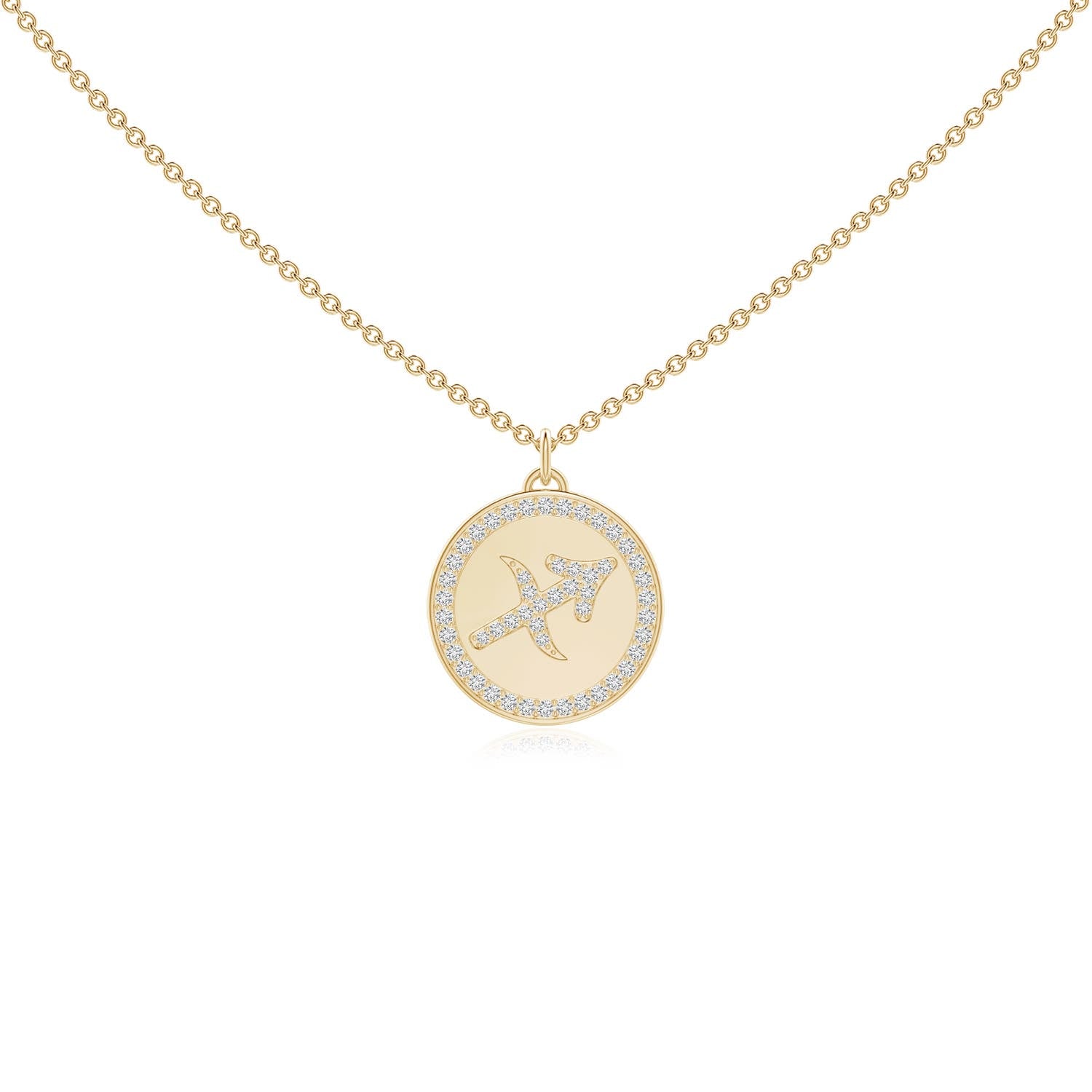 0.27 CTW Diamond Sagittarius Zodiac Sign Reversible Medallion Pendant in 14K Yellow Gold