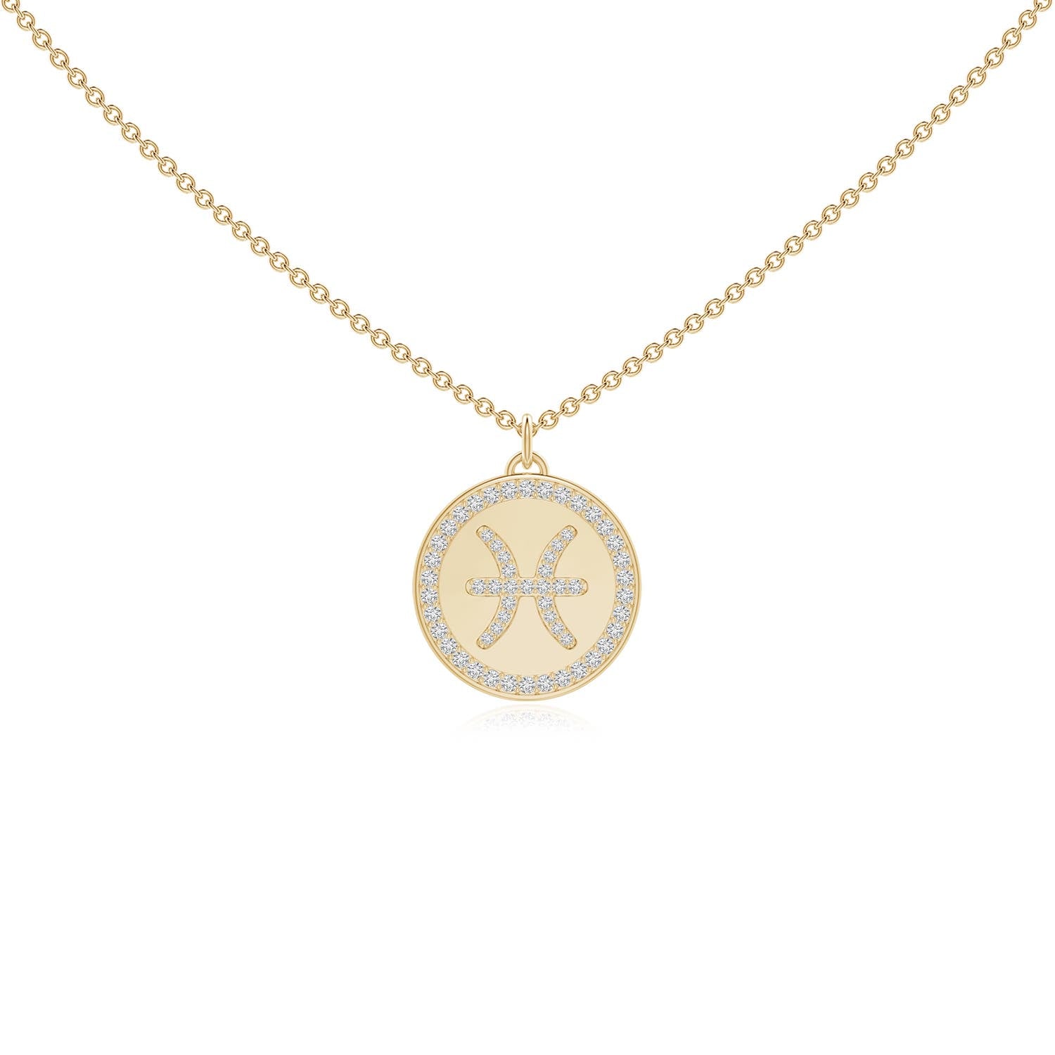 0.28 CTW Diamond Pisces Zodiac Sign Reversible Medallion Pendant in 14K Yellow Gold