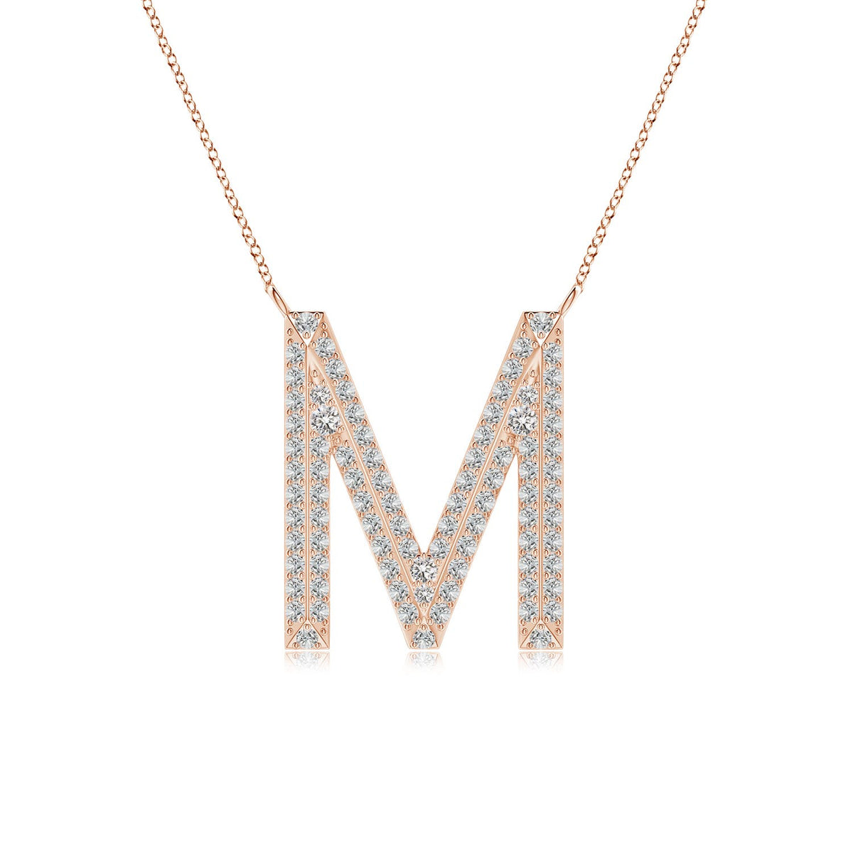 2 MM Bezel-Set Diamond Lowercase "Y" Initial Pendant in 18K White Gold