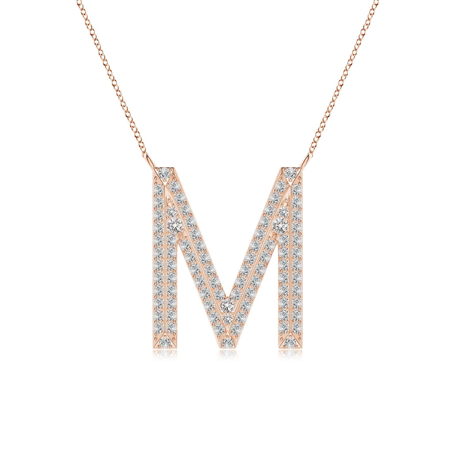 2 MM Bezel-Set Diamond Lowercase "H" Initial Pendant in 18K Yellow Gold