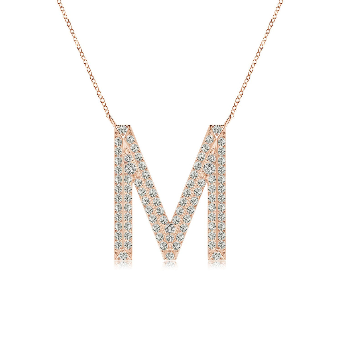 1 MM Diamond Capital "L" Knife-Edge Initial Pendant in 14K Yellow Gold