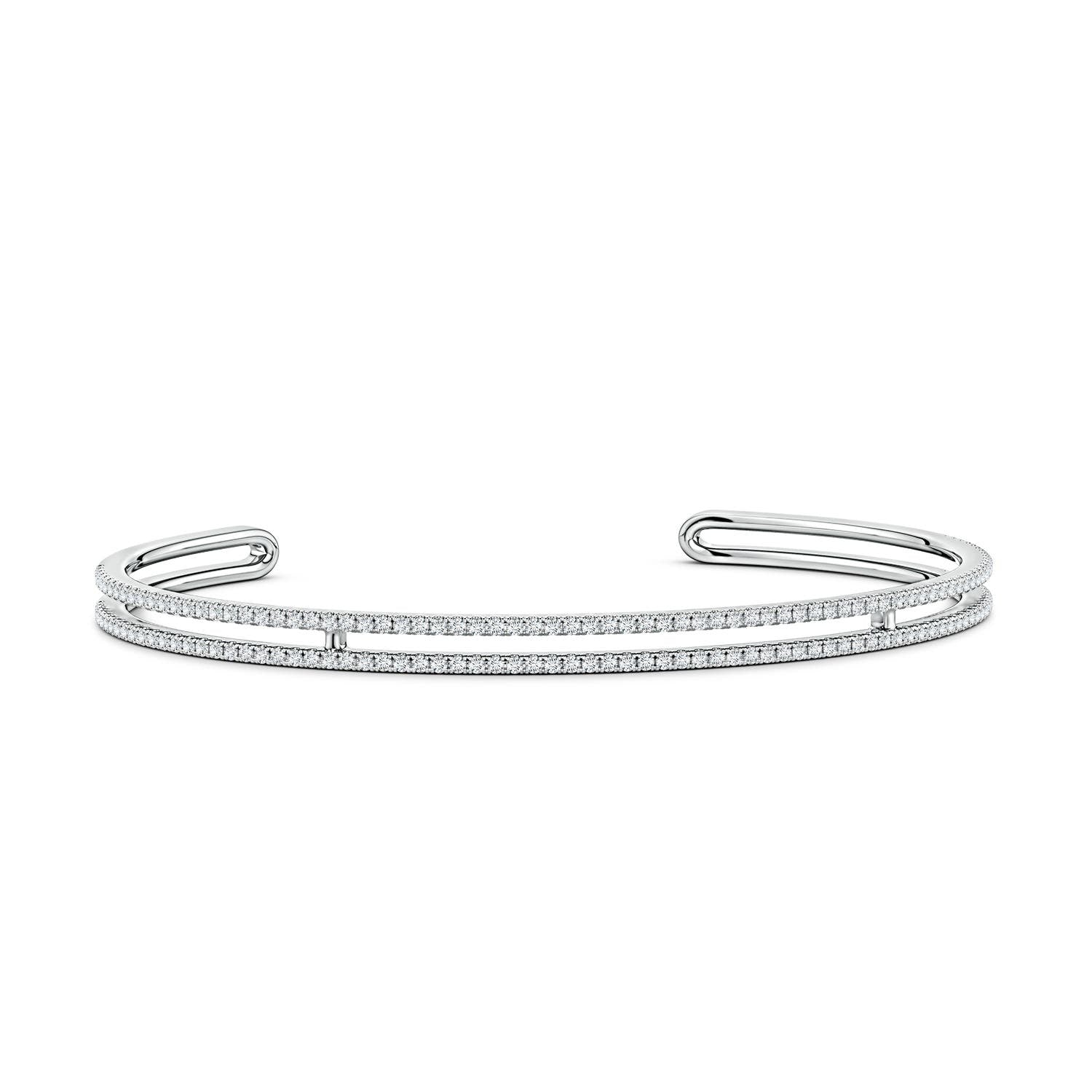 1.12 CTW U-Pavé Set Diamond Parallel Row Flex Cuff Bracelet in Platinum