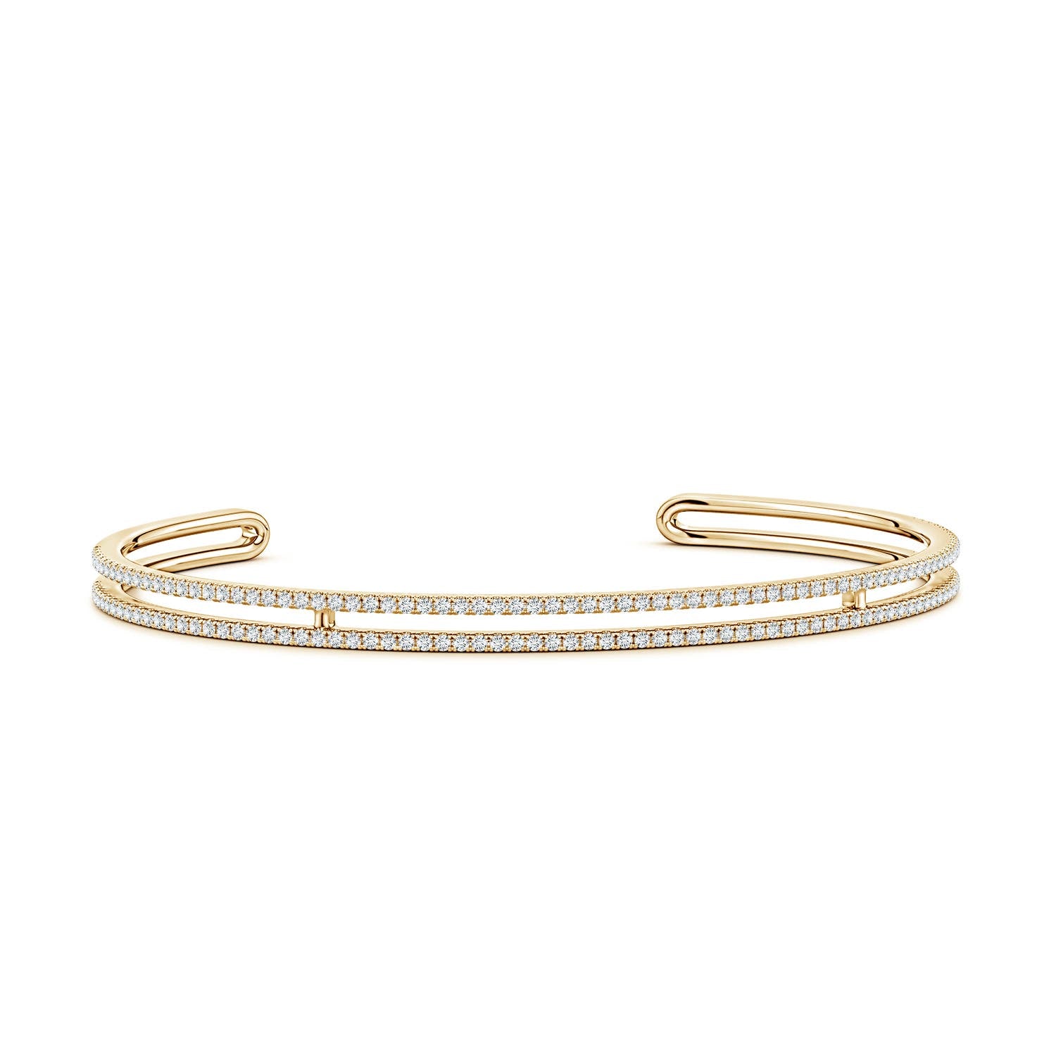 1.5 CTW Lab-Grown Pressure-Set Round Diamond Bolo Style Bracelet in 14K Yellow Gold