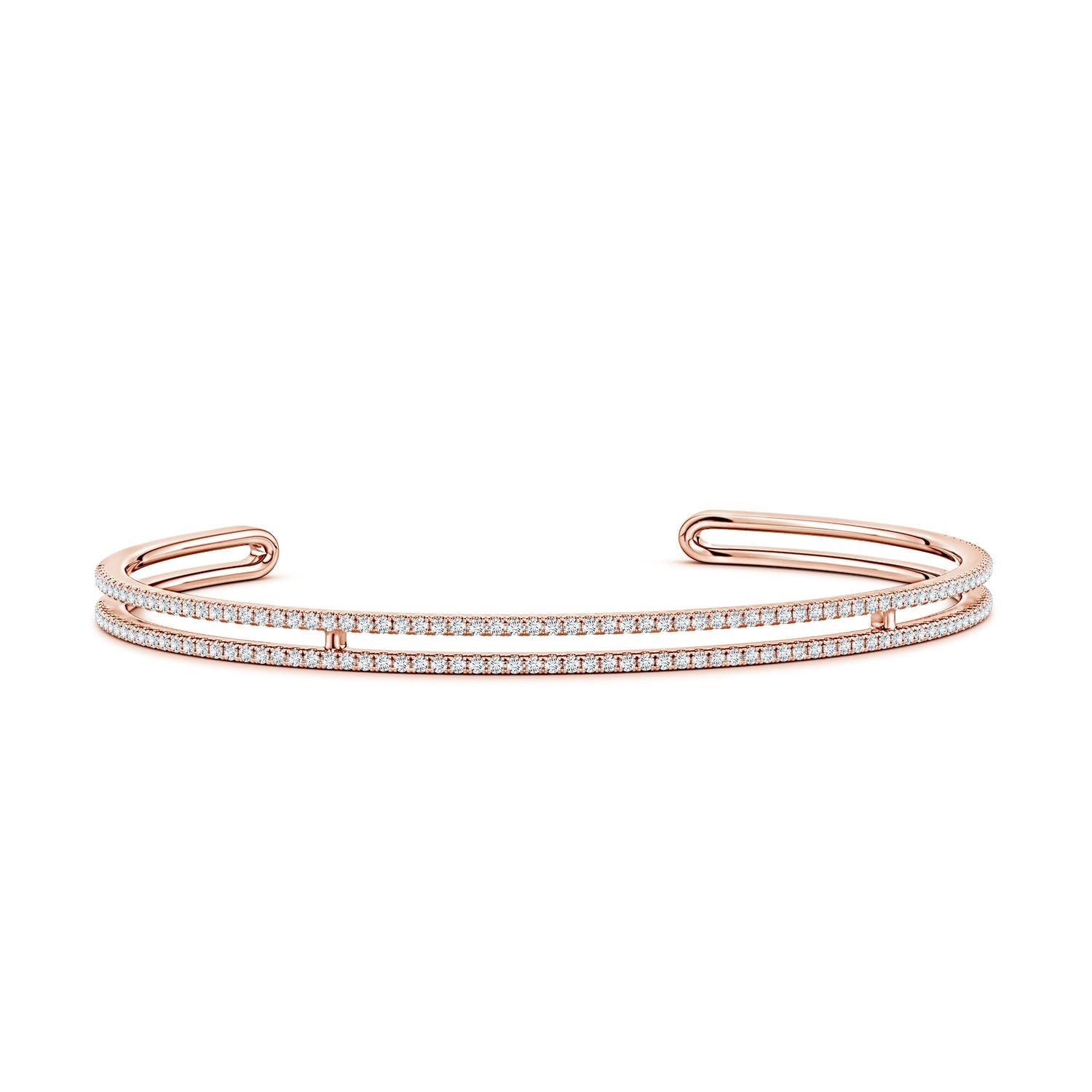 0.8 CTW U-Pavé Lab-Grown Diamond Cuff Bracelet in 18K Rose Gold
