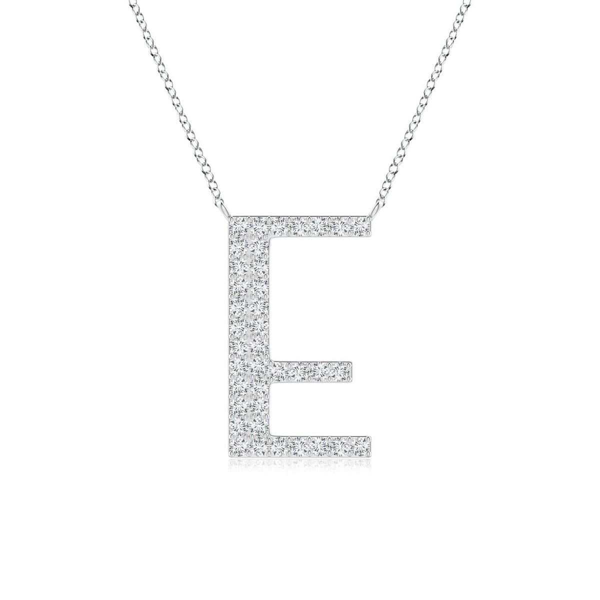 Lowercase "E" Initial Pendant in Platinum