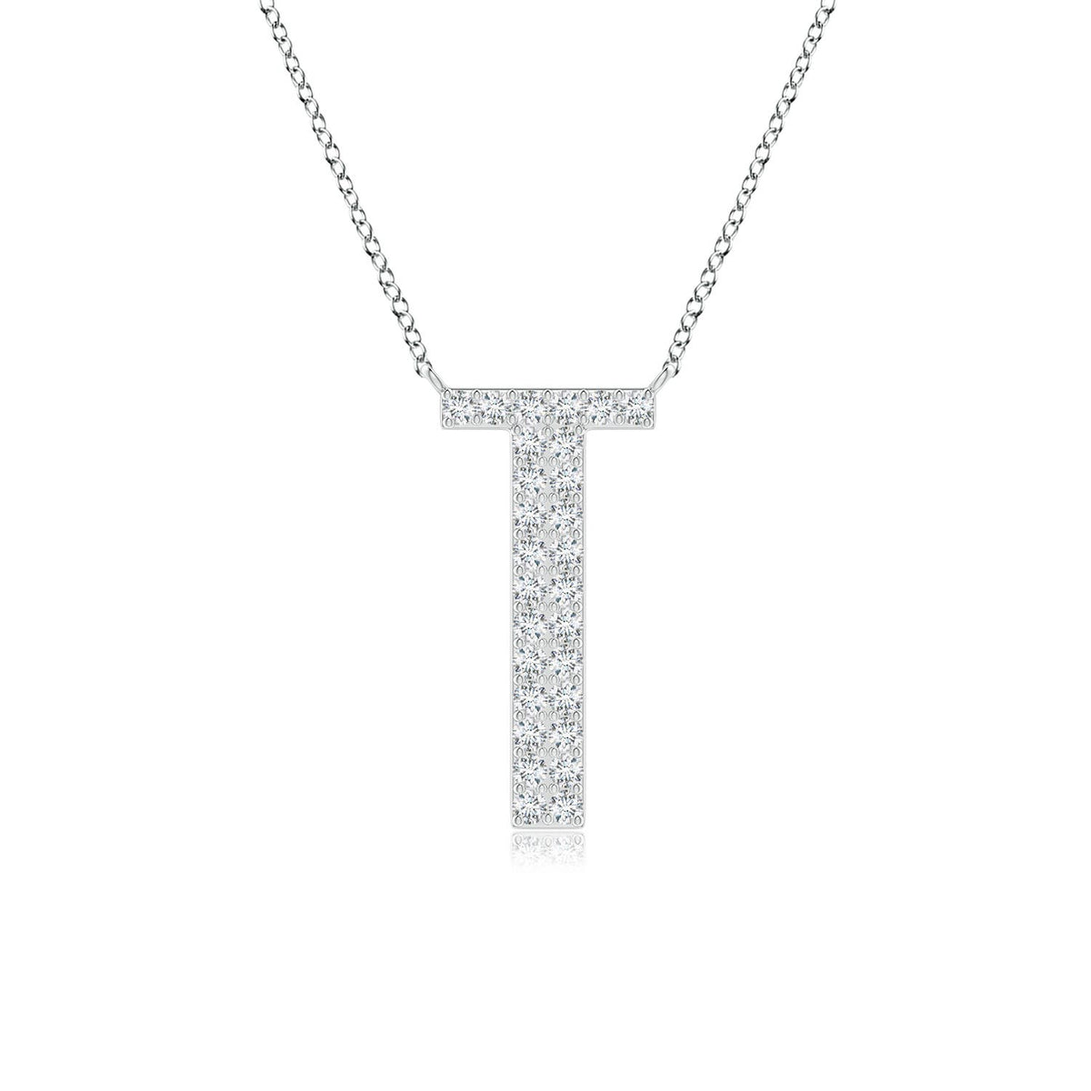 2 MM Bezel-Set Diamond Lowercase "G" Initial Pendant in 18K White Gold