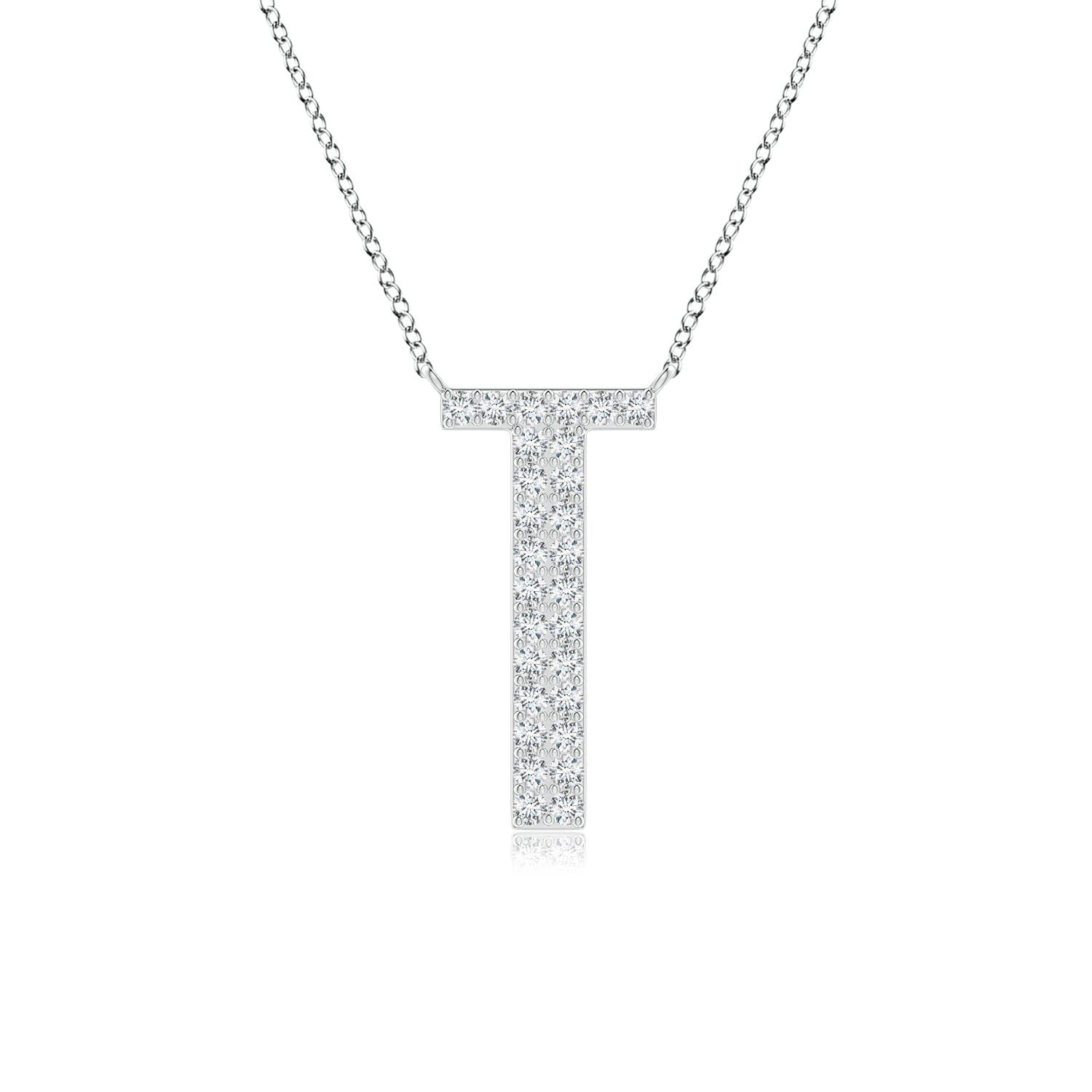 2 MM Bezel-Set Diamond Lowercase "J" Initial Pendant in 18K Rose Gold